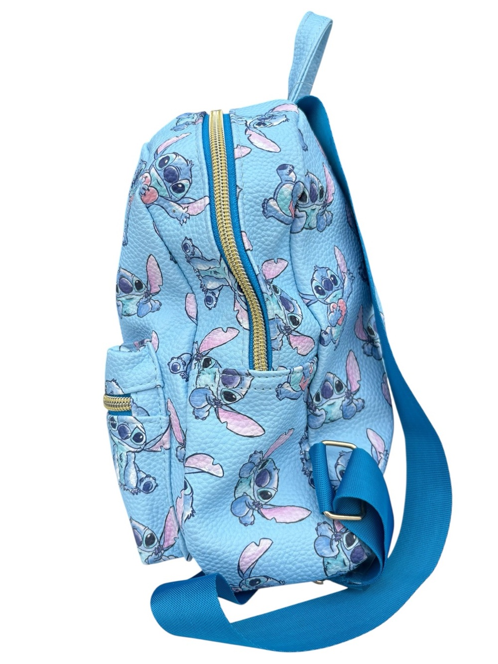 Disney Stitch Mini Backpack Hearts Blue Faux Leather Lilo & Stitch Travel Bag - Picture 7 of 13